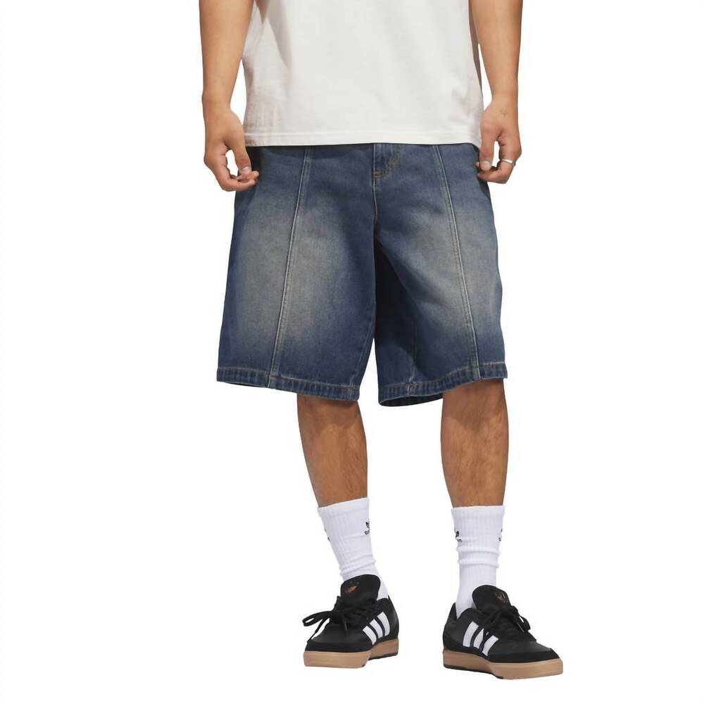 NEW ADIDAS tyshawn denim shorts in washed indigo